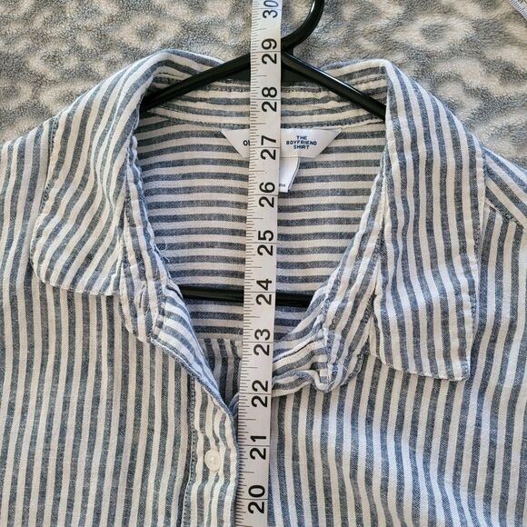 Old Navy Womens White Boyfriend Button Up Shirt Size Large Long Sleeve Pocket - Picture 3 of 6